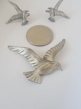VINTAGE: 925 BEAU STERLING SILVER SEAGULL (3) PCS SET: EARRINGS + BROOCH
